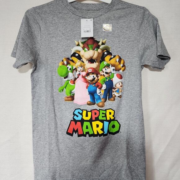 Super Mario and friends Gray shirt kids large - Picture 1 of 6